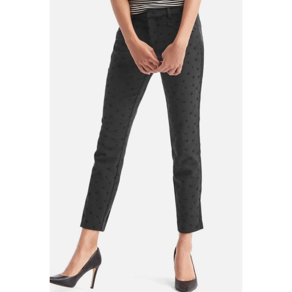Gap Jaquard Skinny Ankle Pants Black Star Print Size 10P